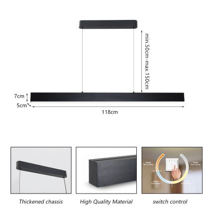 Brilagi - LED luster na sajli SLEEKLINE LED/40W/230V 3000/4500/6000K crna