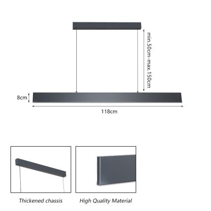Brilagi - LED prigušiva luster na sajli SLIMLINE LED/40W/230V 3000-6000K antracit + daljinsko upravljanje