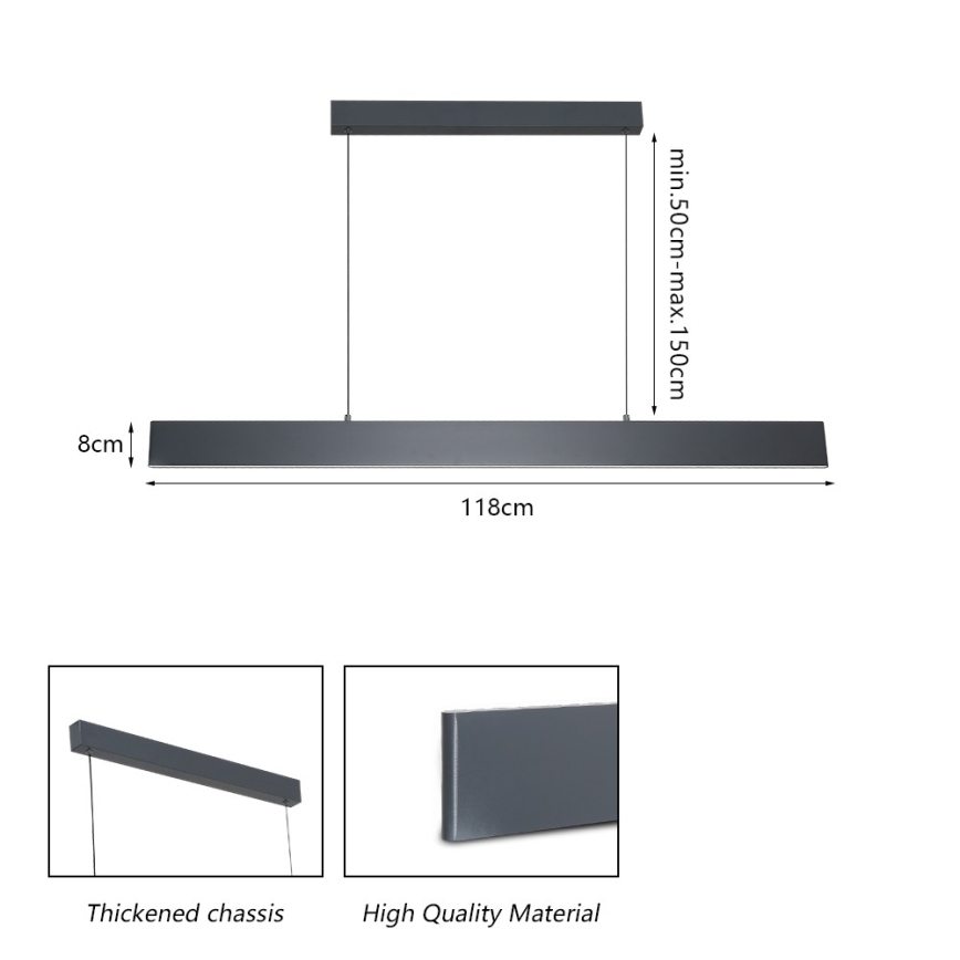 Brilagi - LED prigušiva luster na sajli SLIMLINE LED/40W/230V 3000-6000K antracit + daljinsko upravljanje