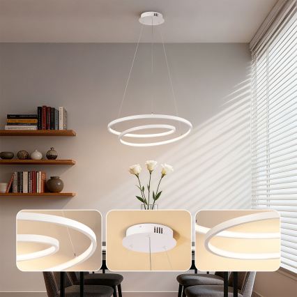 Brilagi - prigušiva LED viseći luster na sajli TWISTER LED/48W/230V 3000-6000K Ø 50 cm bela + daljinski upravljač