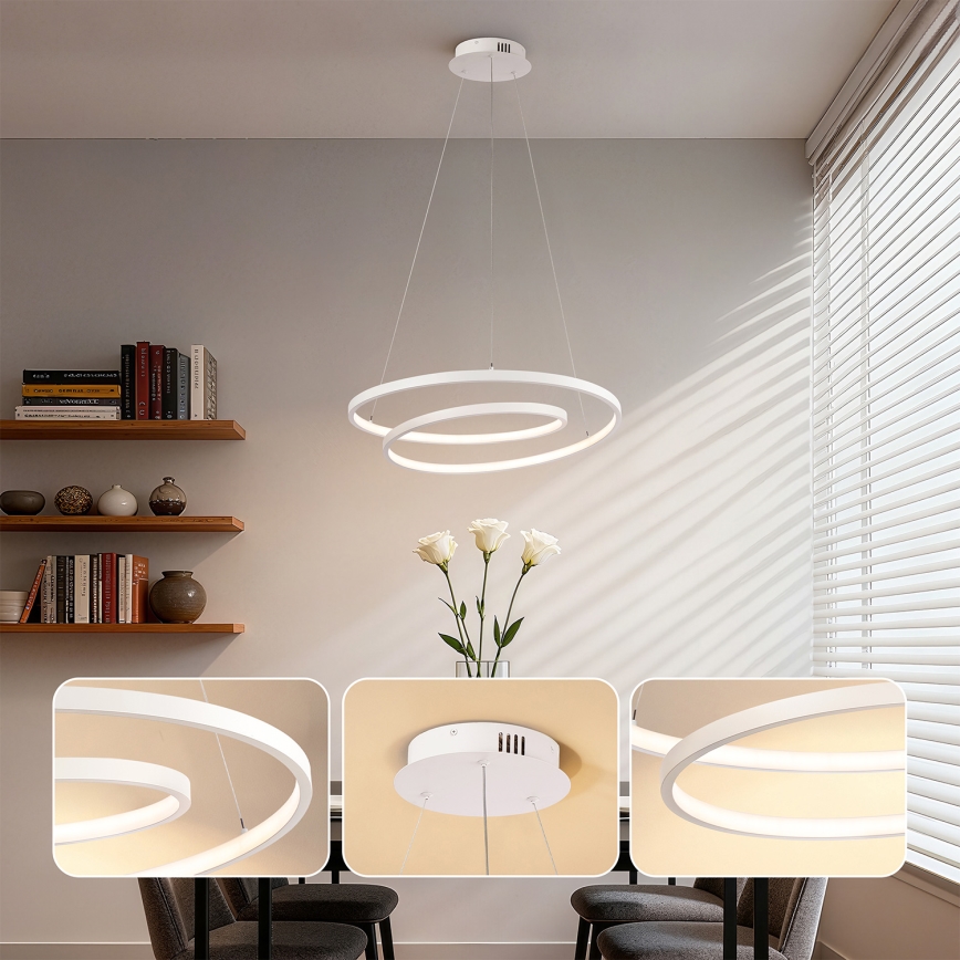 Brilagi - prigušiva LED viseći luster na sajli TWISTER LED/48W/230V 3000-6000K Ø 50 cm bela + daljinski upravljač