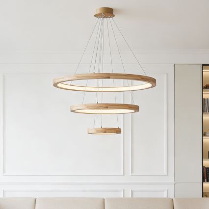 Brilagi - LED luster na sajli UMEA WOOD LED/45W/230V, prečnik 60 cm, drveni