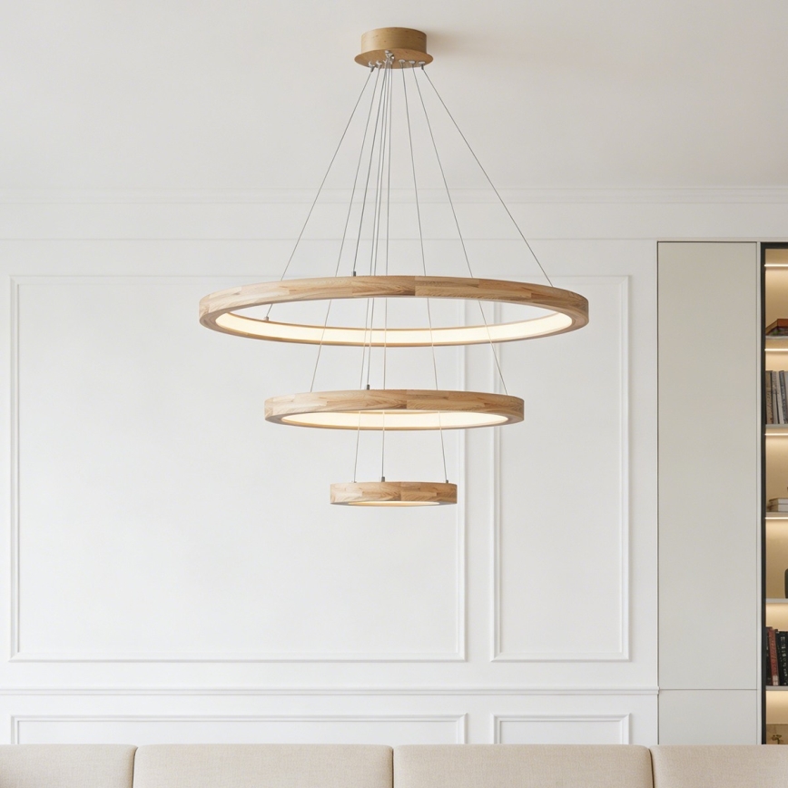 Brilagi - LED luster na sajli UMEA WOOD LED/45W/230V, prečnik 60 cm, drveni