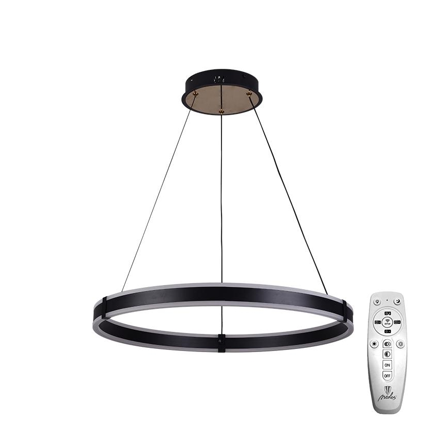 Brilagi - LED prigušiva luster na sajli CIRCLE LED/85W/230V 3000-6500K Ø 60 cm crna + daljinski upravljač