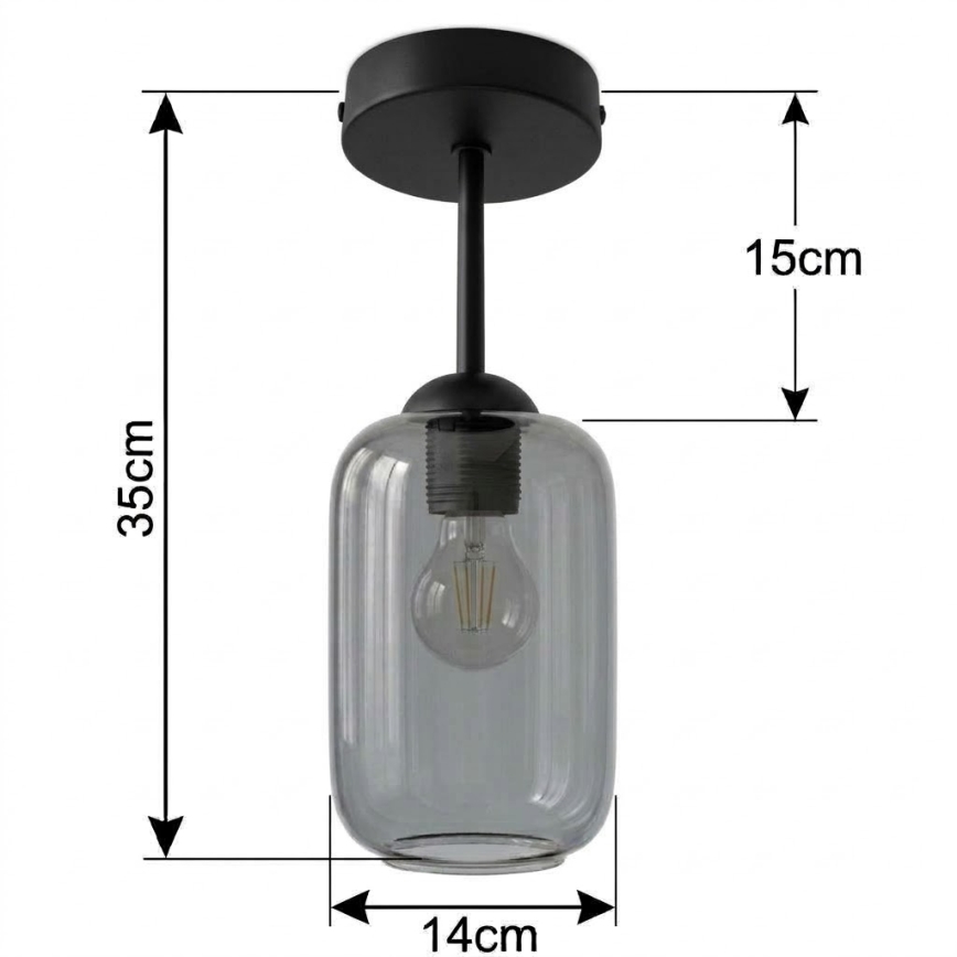 BRILAGI - LED stropni luster RETRO GLASS 1xE27/60W/230V prečnik 14 cm crna/zadimljena siva