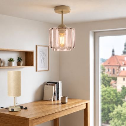 BRILAGI - LED plafonski luster RETRO GLASS 1xE27/60W/230V prečnik 15 cm bež/dimljeno bež