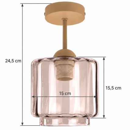 BRILAGI - LED plafonski luster RETRO GLASS 1xE27/60W/230V prečnik 15 cm bež/dimljeno bež