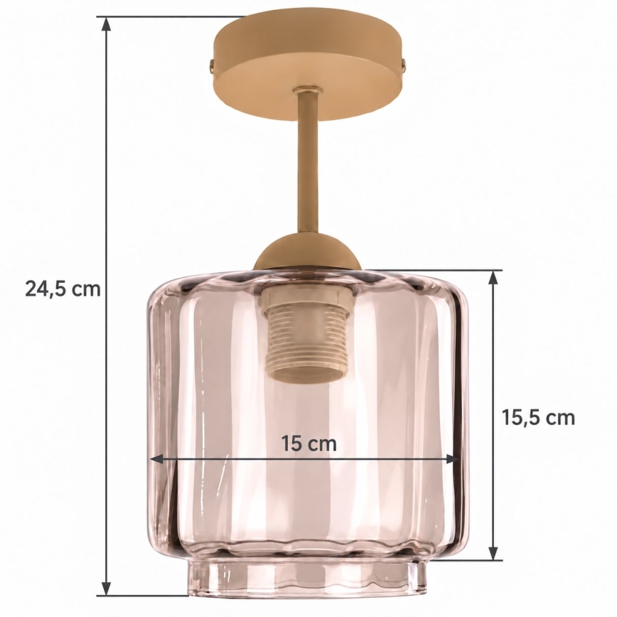 BRILAGI - LED plafonski luster RETRO GLASS 1xE27/60W/230V prečnik 15 cm bež/dimljeno bež