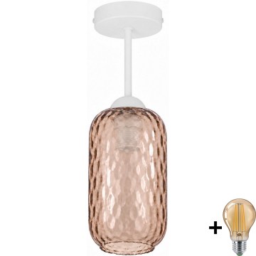 BRILAGI - LED Nadgradni luster RETRO GLASS 1xE27/60W/230V Ø 14 cm bela/zadimljeno braon
