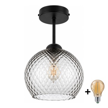 BRILAGI - LED nadgradni luster RETRO GLASS 1xE27/60W/230V Ø 25 cm crna/dimljeno-siva