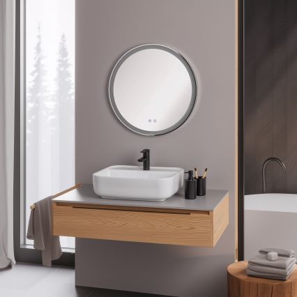 Brilagi - LED prigušiva kupatilsko grejano ogledalo sa pozadinskim osvetljenjem ALU PRO LED/18W/230V fi 60 cm 3000/4000/6500K IP44 sjajni hrom CRI 90