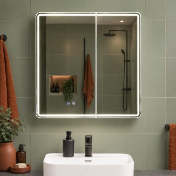 BRILAGI - LED ogledalo-ormarić za kupatilo sa pozadinskim osvetljenjem NOTO DOUBLE 77x70 cm