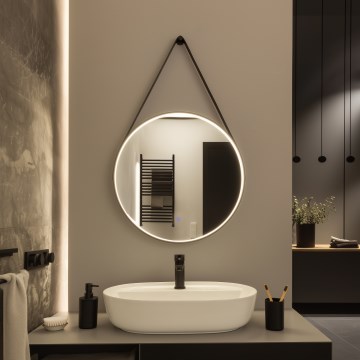 Brilagi - LED ogledalo za kupatilo PALANZO LED/19W/230V prečnik 60 cm crna IP44 CRI 90 prigušiva + CCT