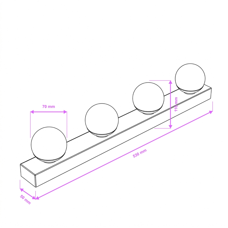 Brilagi - LED osvetljenje za kupatilsko ogledalo HOLLYWOOD 4xLED/3W/230V 53 cm IP44 sjajni hrom