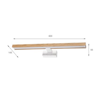 BRILAGI - LED osvetljenje za kupatilsko ogledalo 3u1 WOODY MIRROR LED/12W/230V 60 cm IP44 bela/hrast