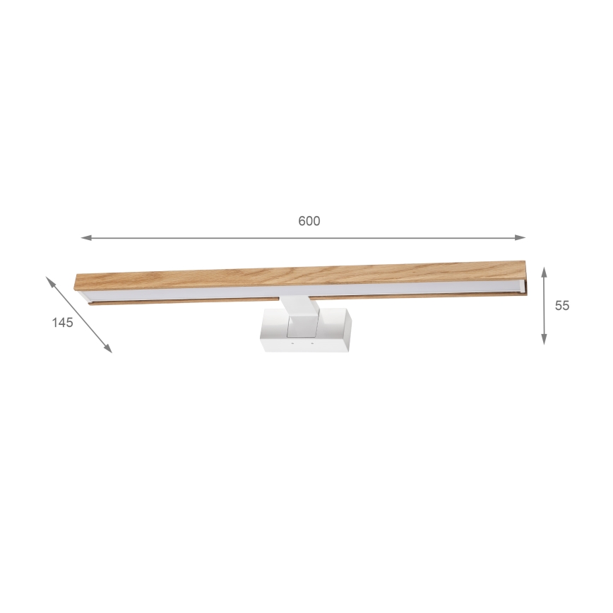 BRILAGI - LED osvetljenje za kupatilsko ogledalo 3u1 WOODY MIRROR LED/12W/230V 60 cm IP44 bela/hrast