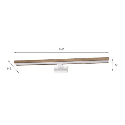 BRILAGI - LED osvetljenje za kupatilsko ogledalo 3u1 WOODY MIRROR LED/15W/230V 80 cm IP44 bela/hrast orah