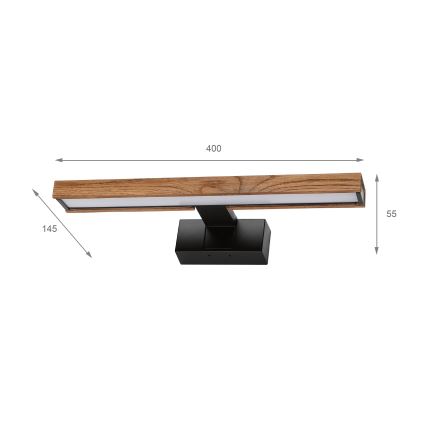 BRILAGI - LED osvetljenje za kupatilsko ogledalo 3u1 WOODY MIRROR LED/8W/230V 40 cm IP44 crna/hrast