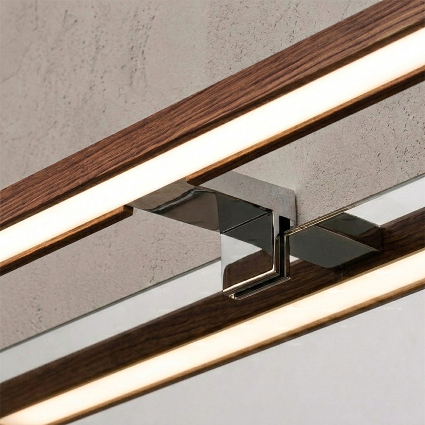 Brilagi - LED kupatilsko osvetljenje za ogledalo 3u1 WOODY MIRROR LED/8W/230V 40 cm IP44 sjajni hrom/hrast trešnja