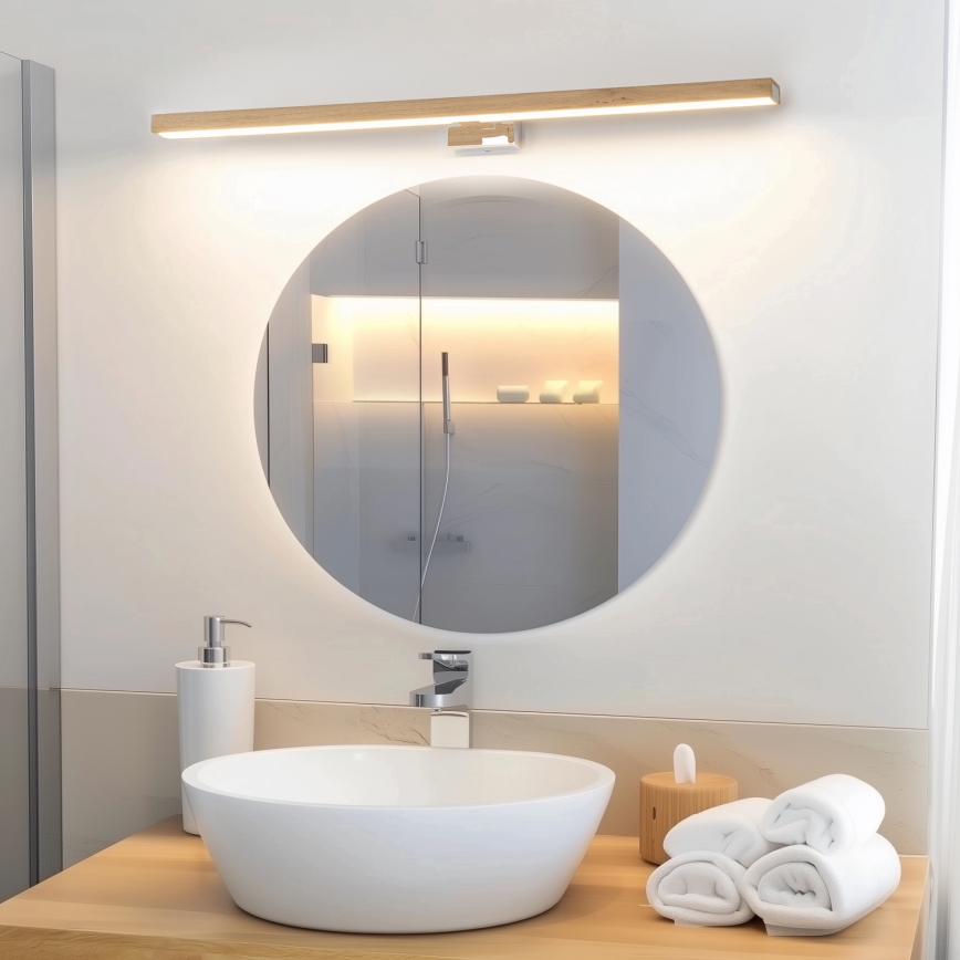 Brilagi - LED kupatilsko osvetljenje za ogledalo WOODY MIRROR LED/15W/230V 90 cm IP44 hrast/sjajni hrom