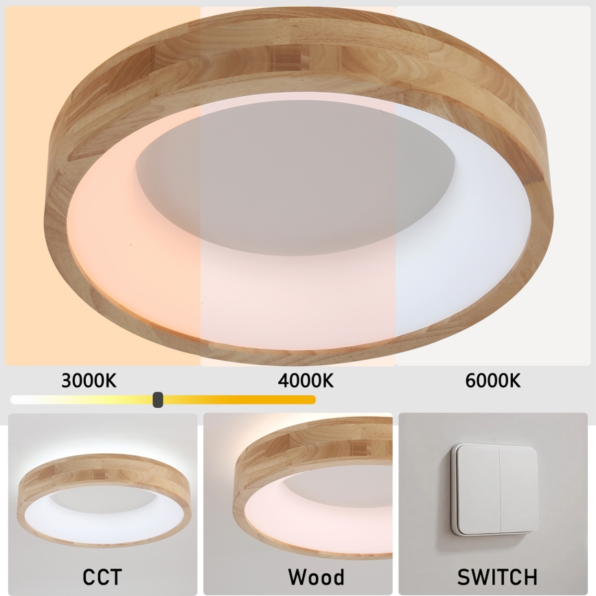 Brilagi - LED plafonsko svetlo FALCON WOOD LED/30W/230V 3000/4000/6000K prečnik 45 cm drvo