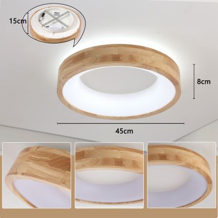Brilagi - LED plafonsko svetlo FALCON WOOD LED/30W/230V 3000/4000/6000K prečnik 45 cm drvo