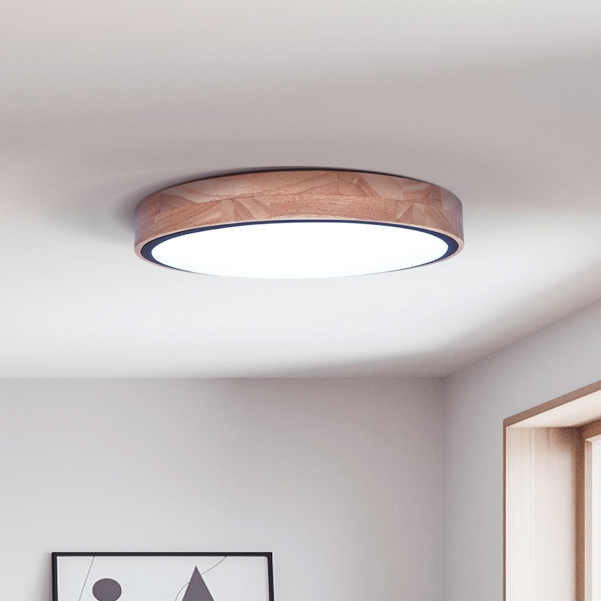 Brilagi - prigušiva LED stropna svetiljka GLORIA LED/48W/230V 3000-6500K hrast prečnik 40 cm + daljinski upravljač