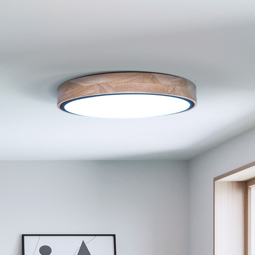 Brilagi - prigušiva LED stropna svetiljka GLORIA LED/48W/230V 3000-6500K hrast prečnik 40 cm + daljinski upravljač