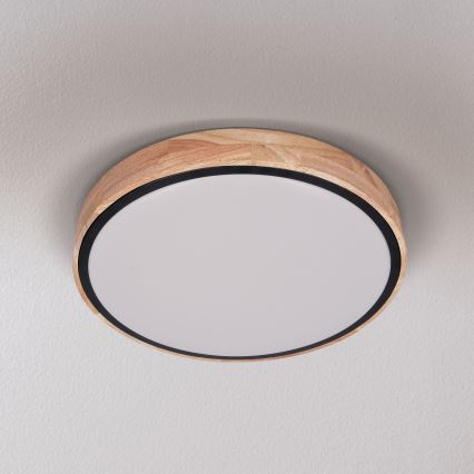 Brilagi - prigušiva LED stropna svetiljka GLORIA LED/48W/230V 3000-6500K hrast prečnik 40 cm + daljinski upravljač