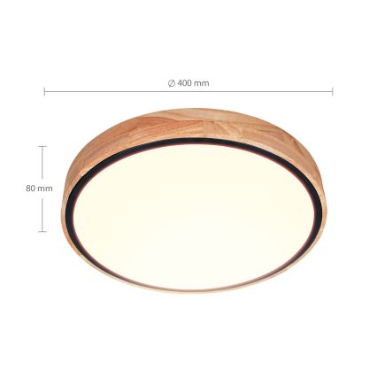 Brilagi - prigušiva LED stropna svetiljka GLORIA LED/48W/230V 3000-6500K hrast prečnik 40 cm + daljinski upravljač