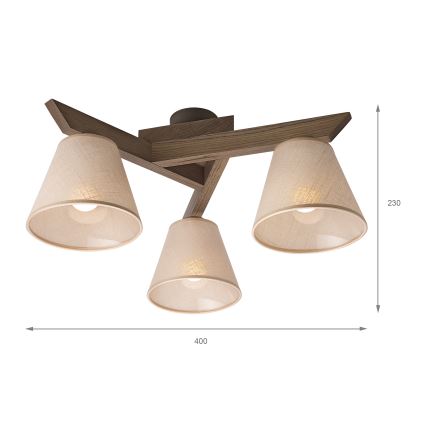 Brilagi - LED Plafonski luster ANTHONY 3xE14/40W/230V hrast orah/bež