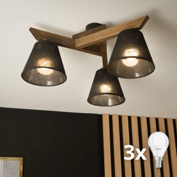 Brilagi - LED  Plafonski luster ANTHONY 3xE14/40W/230V hrast orah/crna