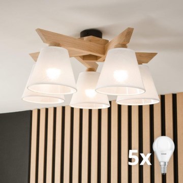 Brilagi - LED plafonski luster ANTHONY 5xE14/40W/230V hrast/bela