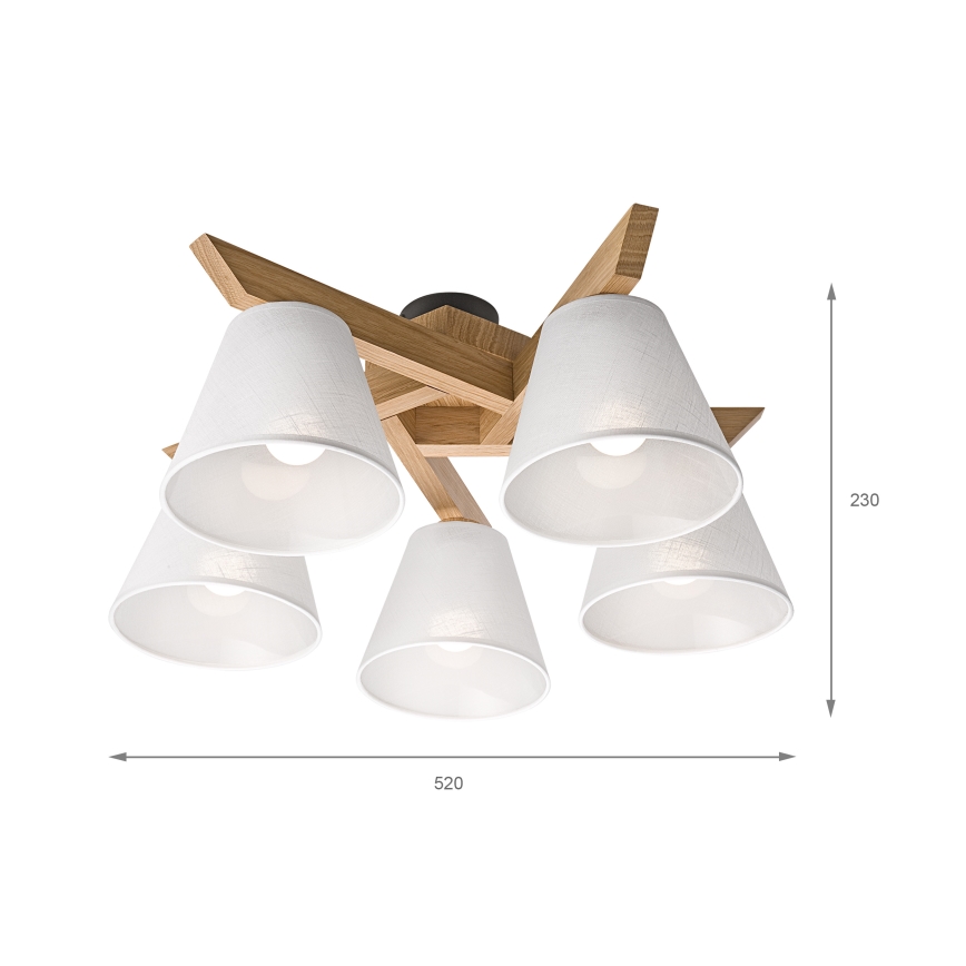 Brilagi - LED plafonski luster ANTHONY 5xE14/40W/230V hrast/bela