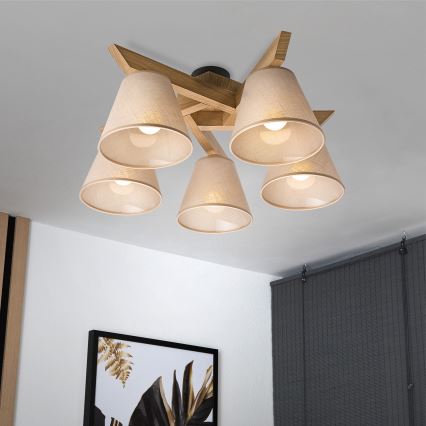 BRILAGI - LED Plafonski luster ANTHONY 5xE14/40W/230V hrast/bež