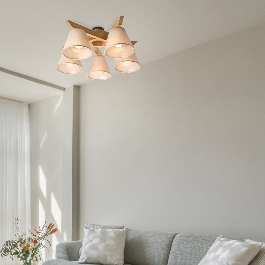 BRILAGI - LED Plafonski luster ANTHONY 5xE14/40W/230V hrast/bež