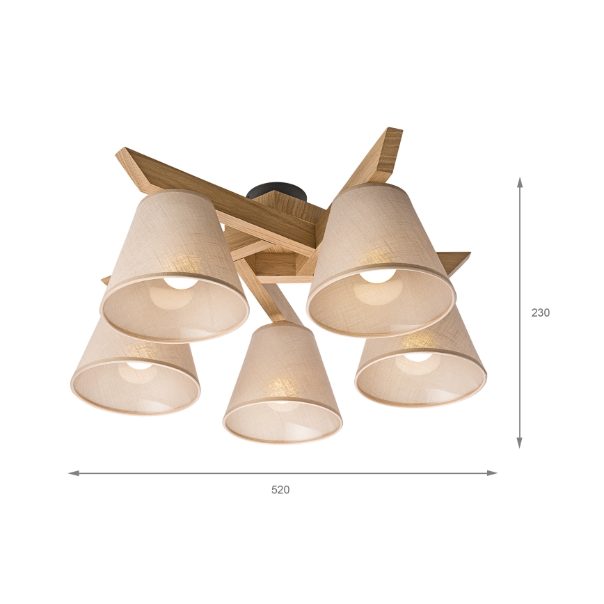 BRILAGI - LED Plafonski luster ANTHONY 5xE14/40W/230V hrast/bež