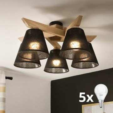 Brilagi - LED plafonski luster ANTHONY 5xE14/40W/230V hrast/crna