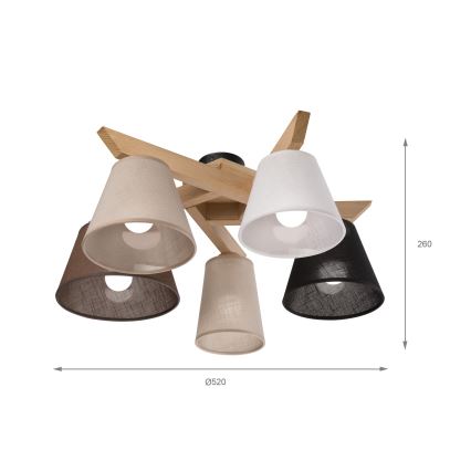 Brilagi - LED plafonski luster ANTHONY 5xE14/40W/230V hrast