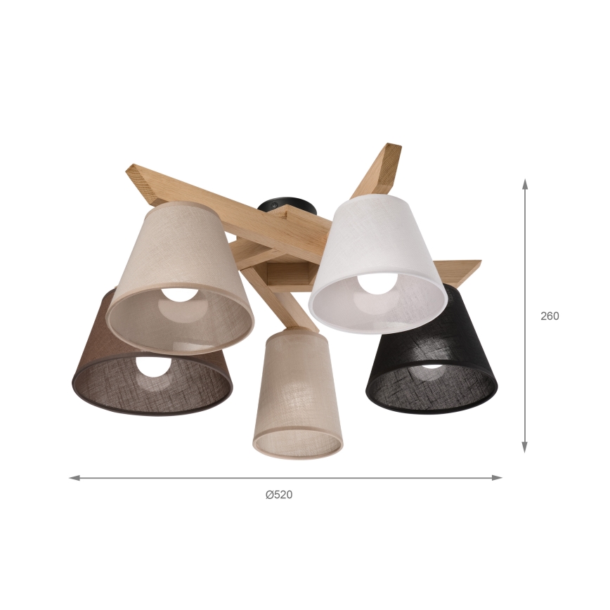 Brilagi - LED plafonski luster ANTHONY 5xE14/40W/230V hrast