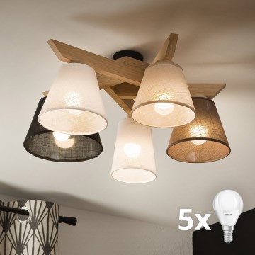 Brilagi - LED plafonski luster ANTHONY 5xE14/40W/230V hrast