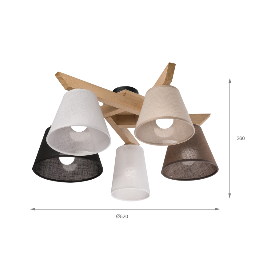 Brilagi - LED plafonski luster ANTHONY 5xE14/40W/230V hrast