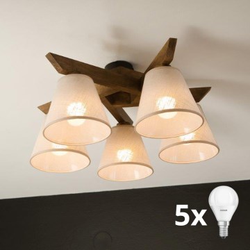 Brilagi - LED Plafonski luster ANTHONY 5xE14/40W/230V hrast orah/bež