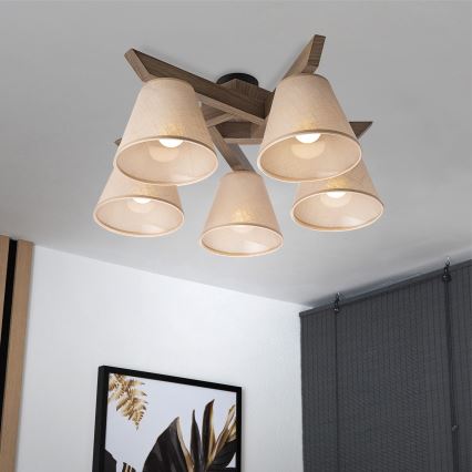 Brilagi - LED Plafonski luster ANTHONY 5xE14/40W/230V hrast orah/bež