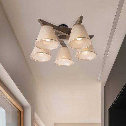 Brilagi - LED Plafonski luster ANTHONY 5xE14/40W/230V hrast orah/bež