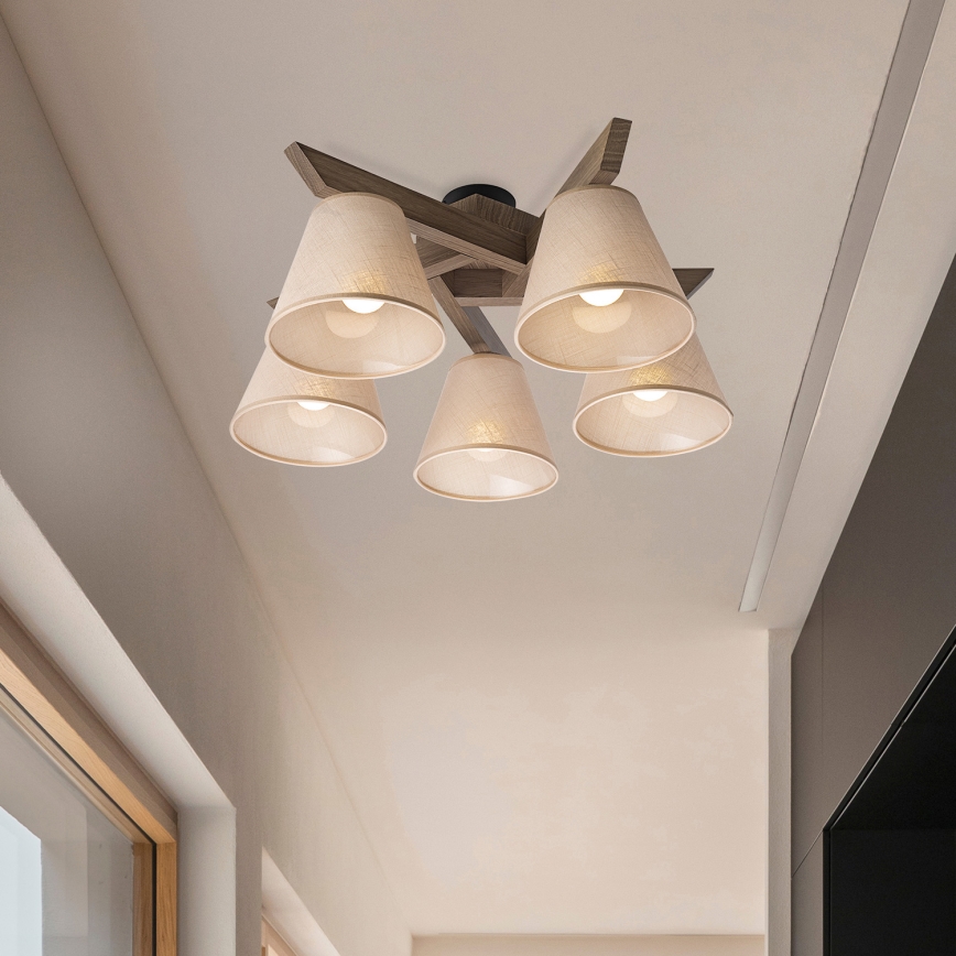 Brilagi - LED Plafonski luster ANTHONY 5xE14/40W/230V hrast orah/bež