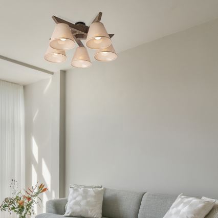 Brilagi - LED Plafonski luster ANTHONY 5xE14/40W/230V hrast orah/bež