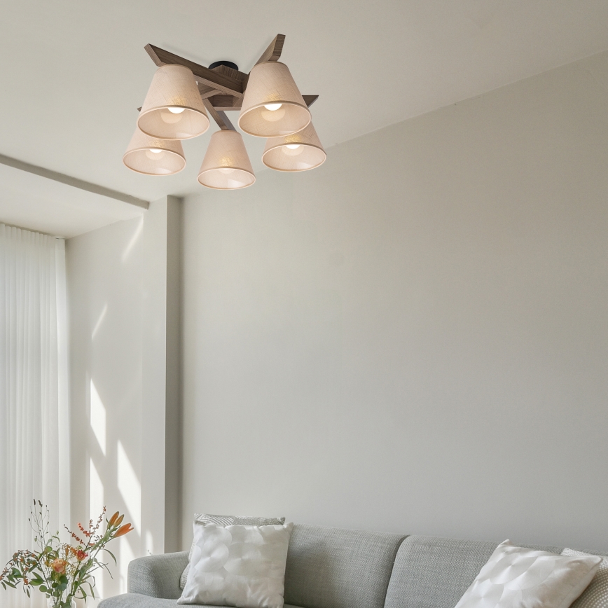 Brilagi - LED Plafonski luster ANTHONY 5xE14/40W/230V hrast orah/bež