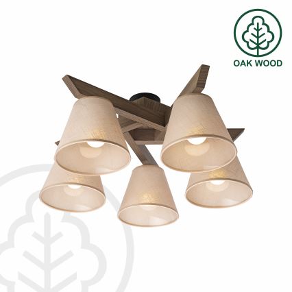 Brilagi - LED Plafonski luster ANTHONY 5xE14/40W/230V hrast orah/bež