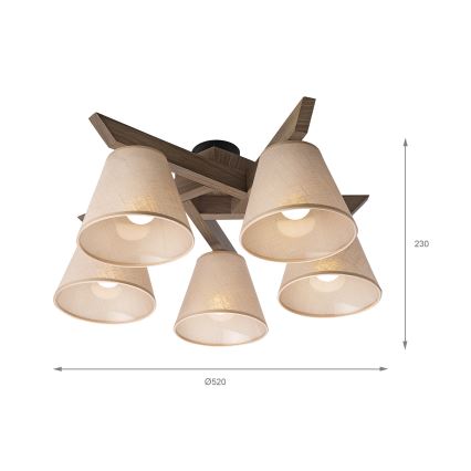 Brilagi - LED Plafonski luster ANTHONY 5xE14/40W/230V hrast orah/bež
